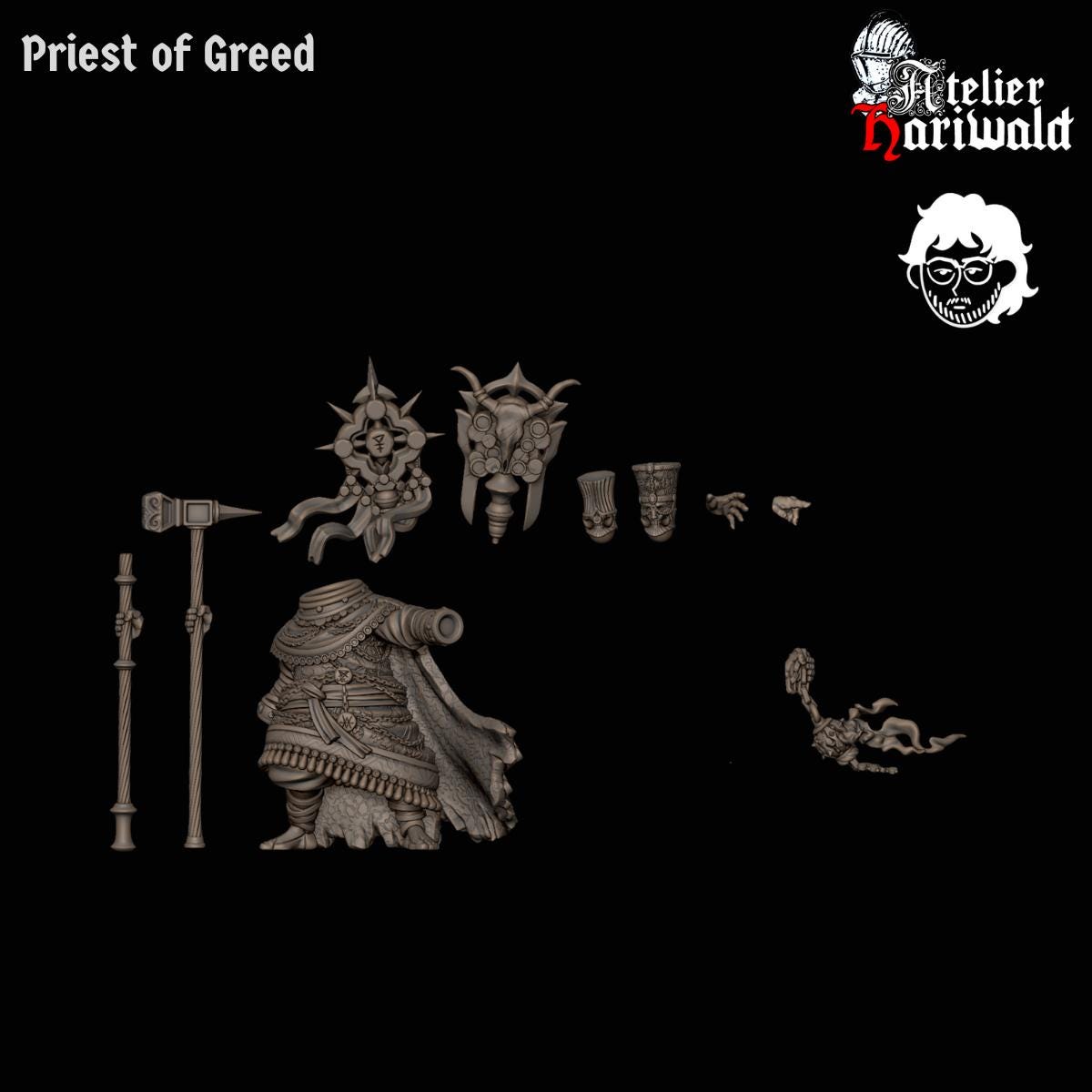 Grimdark Wargame /Trench Crusade proxies / alternative miniatures - Heretic Priest - Legionaries of Greed Court of the Seven Headed Serpent