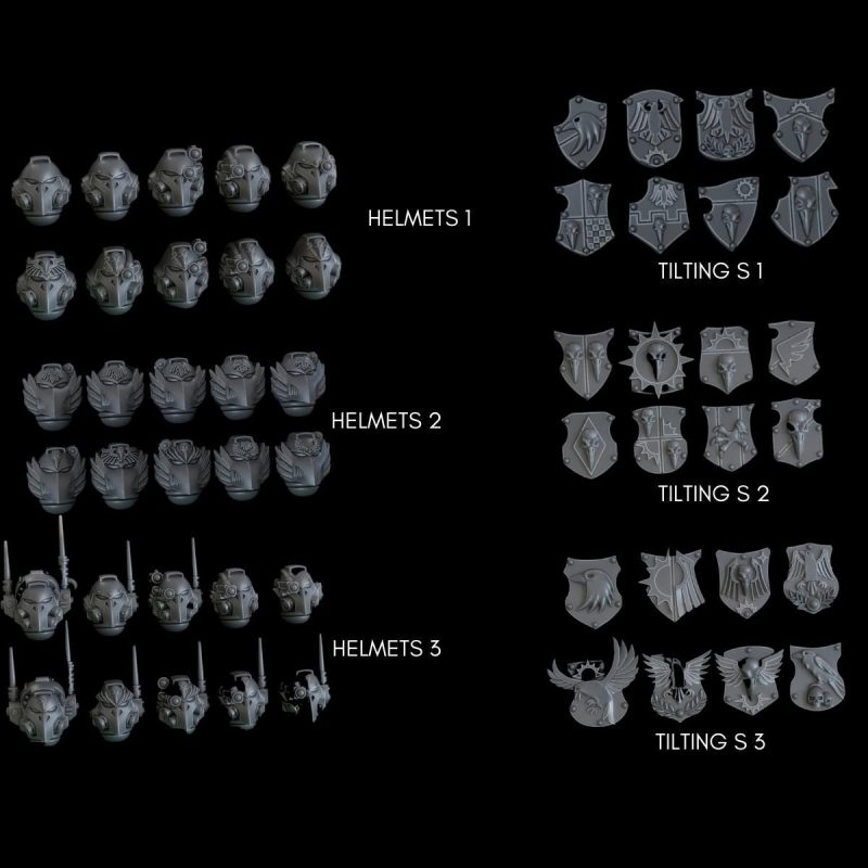 Grimdark Wargames - Bits Casques, tilting shields
